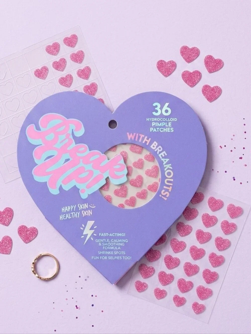 |FREE W/PURCHASE| Heart Hydrocolloid Pimple Patches - Pink Glitter
